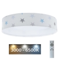 LED Regulowane natynkowe oświetlenie dziecięce SMART GALAXY KIDS LED/24W/230V 3000-6500K gwiazdki białe/szare/niebieskie + pilot zdalnego sterowania