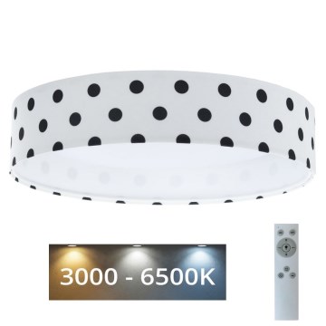 LED Regulowane natynkowe oświetlenie dziecięce SMART GALAXY KIDS LED/24W/230V 3000-6500K kropki biały/czarny + pilot do zdalnego sterowania