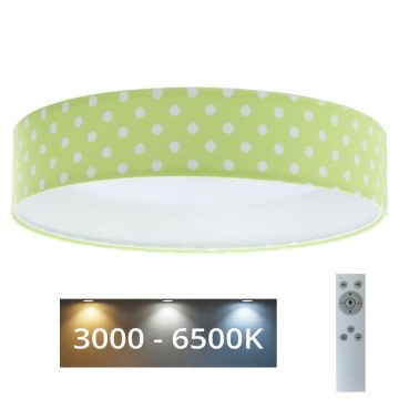 LED Regulowane natynkowe oświetlenie dziecięce SMART GALAXY KIDS LED/24W/230V 3000-6500K zielono-białe w kropki + pilot do sterowania