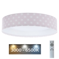 LED Regulowane oświetlenie sufitowe dla dzieci SMART GALAXY KIDS LED/24W/230V 3000-6500K gwiazdki różowo-białe + pilot do zdalnego sterowania