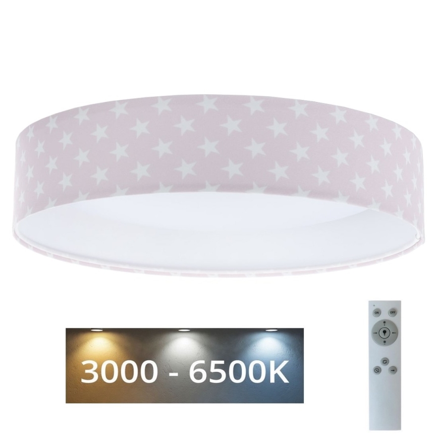 LED Regulowane oświetlenie sufitowe dla dzieci SMART GALAXY KIDS LED/24W/230V 3000-6500K gwiazdki różowo-białe + pilot do zdalnego sterowania