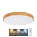 LED Regulowane oświetlenie sufitowe LENA LED/24W/230V 3000-6500K dąb + pilot do zdalnego sterowania