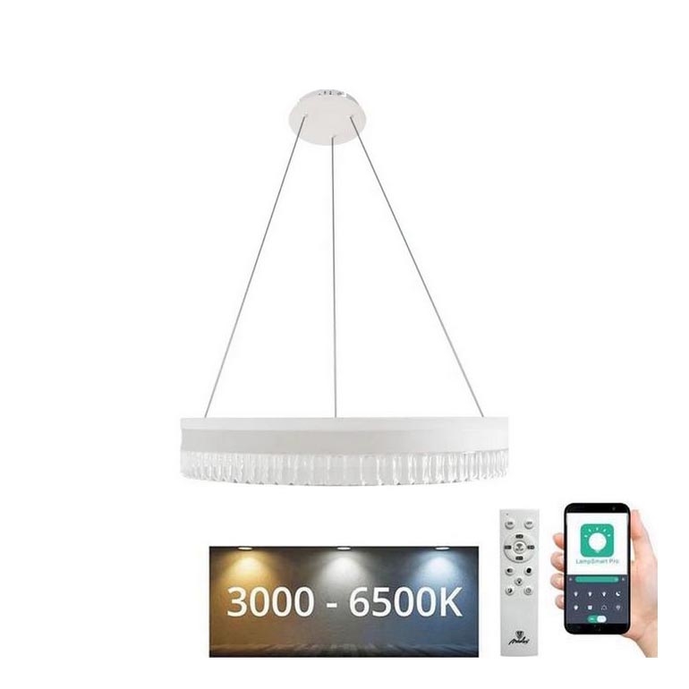 LED Regulowany kryształowy żyrandol na linkę LED/80W/230V 3000-6500K biały + pilot do zdalnego sterowania