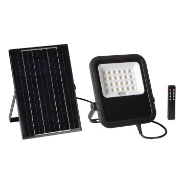 LED Regulowany reflektor z panelem solarnym i czujnikiem zmierzchu LED/10W/10000 mAh 3,2V IP65 + pilot zdalnego sterowania