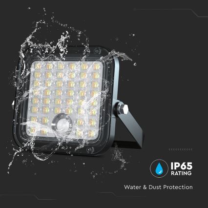 Regulowany LED solarny reflektor z czujnikiem LED/10W/3,7V 4000/6000K IP65 3600 mAh + pilot zdalnego sterowania
