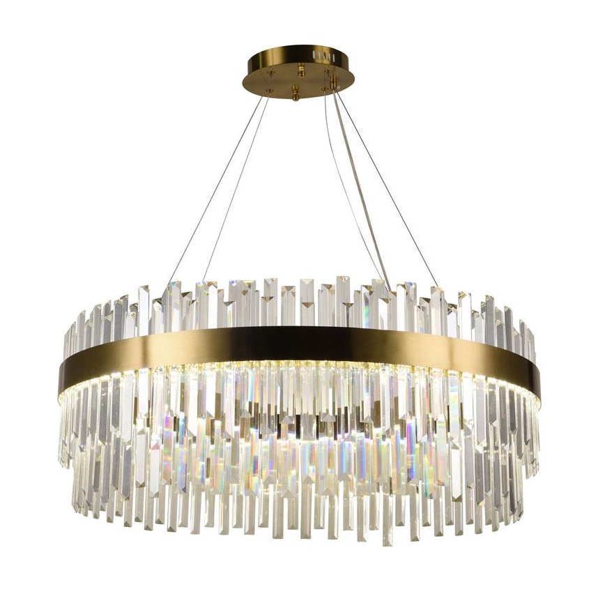 LED Kryształowy żyrandol na linkach ściemnialny LED/110W/230V 3000-6500K złoty + pilot do sterowania
