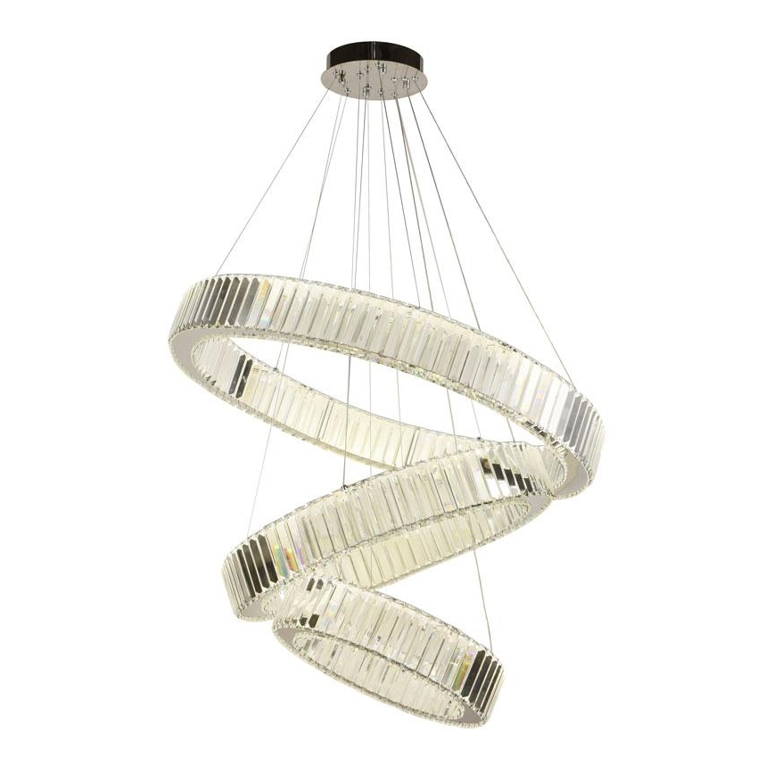Lampa kryształowa LED z regulacją jasności na linkę LED/115W/230V 3000-6500K chrom błyszczący + pilot do zdalnego sterowania