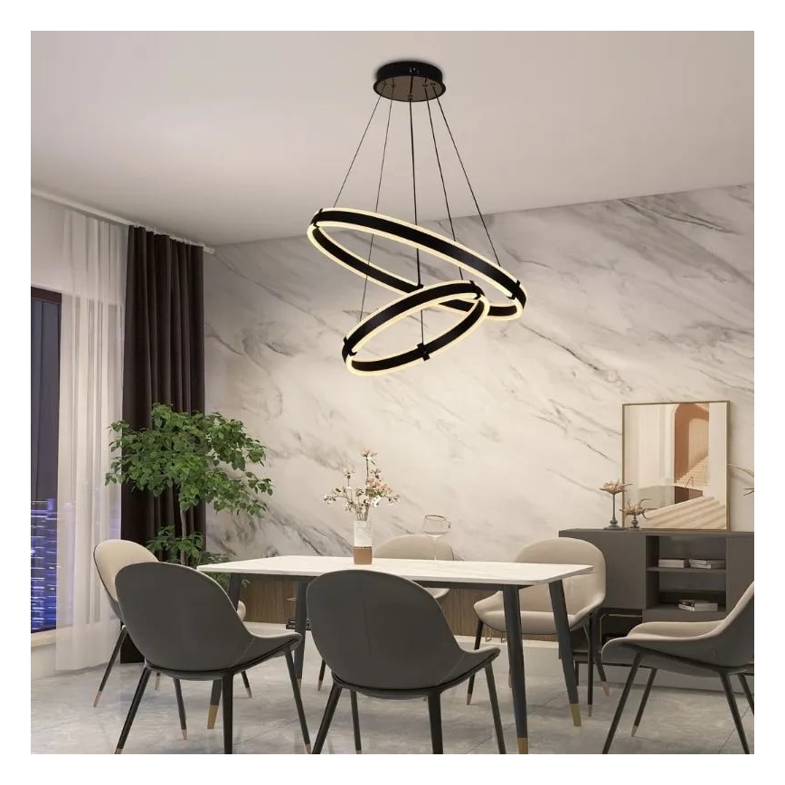 Lampa sufitowa LED ściemnialna na linkach LED/140W/230V 3000-6500K śr. 60 cm + pilot do zdalnego sterowania