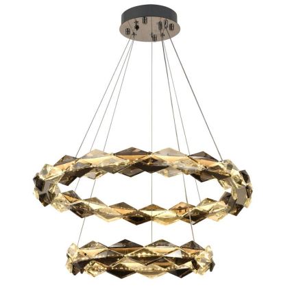 Lampa kryształowa LED z regulacją jasności na linkę LED/65W/230V 3000-6500K chrom błyszczący + pilot do zdalnego sterowania
