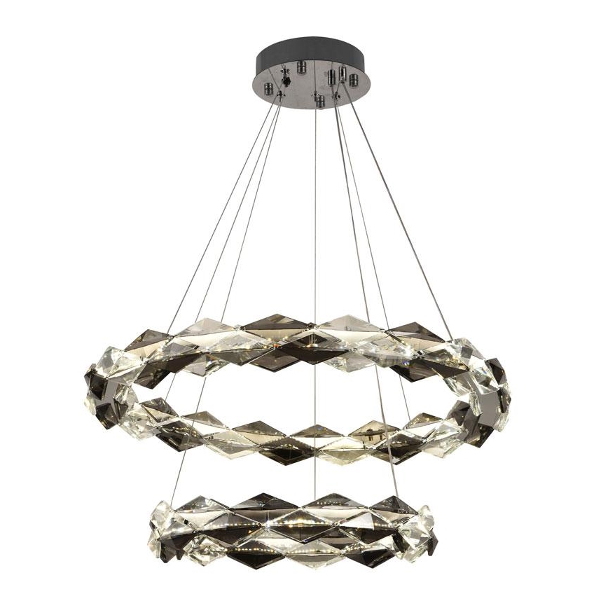 Lampa kryształowa LED z regulacją jasności na linkę LED/65W/230V 3000-6500K chrom błyszczący + pilot do zdalnego sterowania
