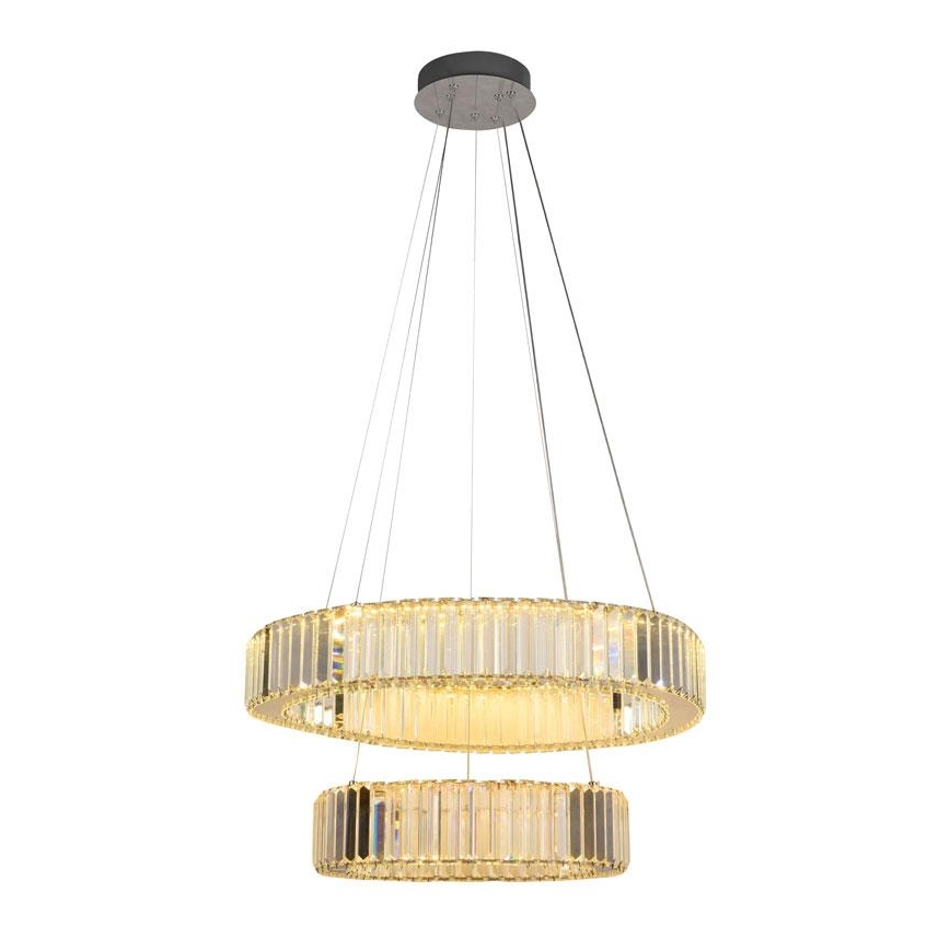 Lampa kryształowa LED z regulacją jasności na linkę LED/65W/230V 3000-6500K chrom błyszczący + pilot do zdalnego sterowania