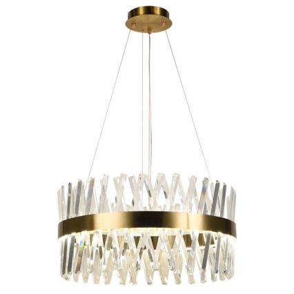 LED Regulowany kryształowy żyrandol na linkę LED/80W/230V 3000-6500K złoty + pilot do sterowania