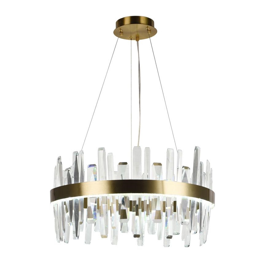 LED Regulowany kryształowy żyrandol na linkę LED/80W/230V 3000-6500K złoty + pilot do sterowania