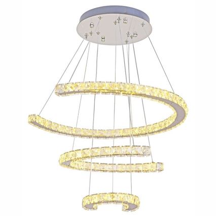 Regulowany LED kryształowy żyrandol na linkę LED/100W/230V 3000-6500K srebrny + pilot zdalnego sterowania