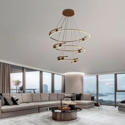Lampa sufitowa LED ściemnialna na linkach LED/170W/230V 3000-6500K śr. 80 cm + pilot do zdalnego sterowania
