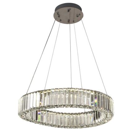 Lampa kryształowa LED z regulacją jasności na linkę LED/40W/230V 3000-6500K chrom błyszczący + pilot do zdalnego sterowania
