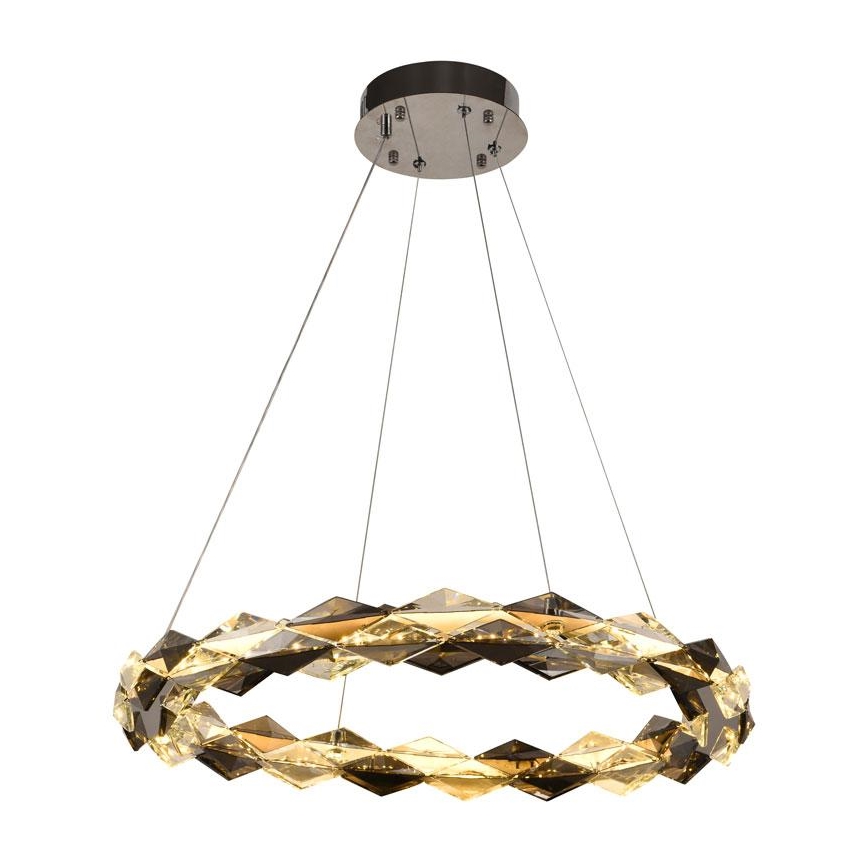 Lampa kryształowa LED z regulacją jasności na linkę LED/40W/230V 3000-6500K chrom błyszczący + pilot do zdalnego sterowania
