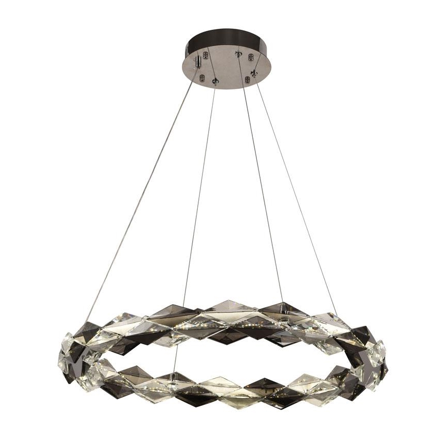 Lampa kryształowa LED z regulacją jasności na linkę LED/40W/230V 3000-6500K chrom błyszczący + pilot do zdalnego sterowania