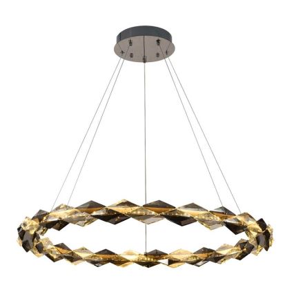 Lampa kryształowa LED ściemnialna na linkę LED/55W/230V 3000-6500K chrom błyszczący + pilot do zdalnego sterowania