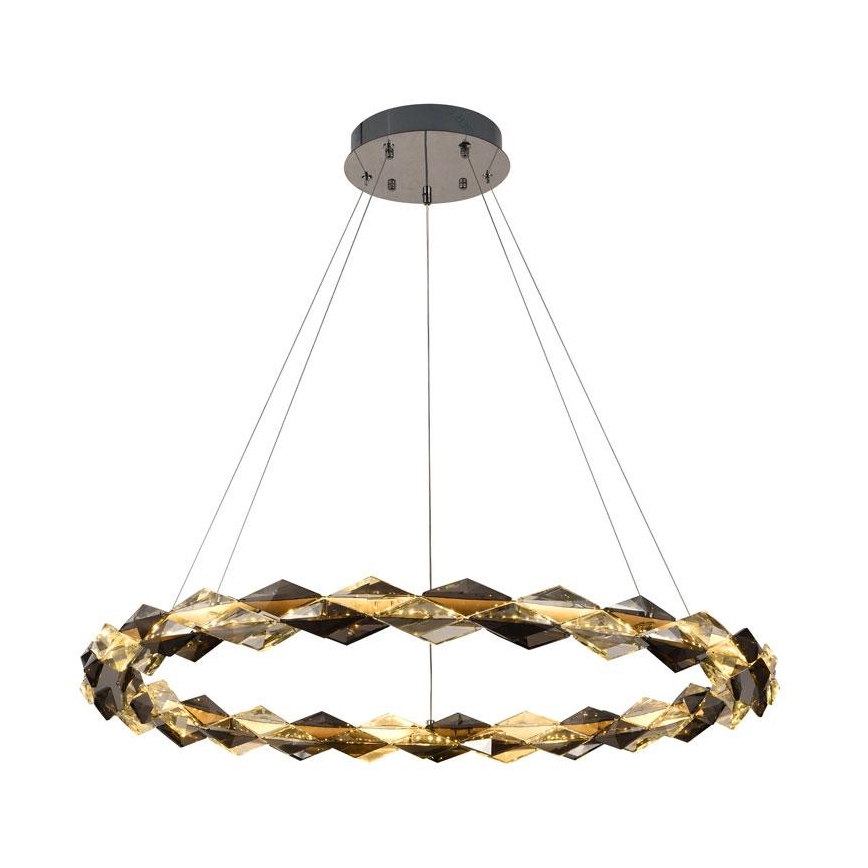 Lampa kryształowa LED ściemnialna na linkę LED/55W/230V 3000-6500K chrom błyszczący + pilot do zdalnego sterowania