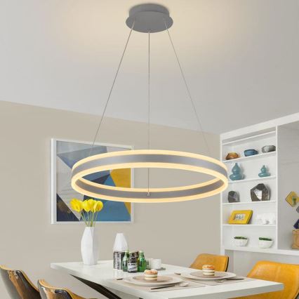 Lampa sufitowa LED ściemnialna na linkach LED/85W/230V 3000-6500K śr. 60 cm + pilot do zdalnego sterowania