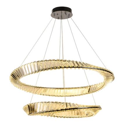LED Regulowany kryształowy żyrandol na linkę LED/90W/230V 3000-6500K błyszczący chrom + pilot do zdalnego sterowania