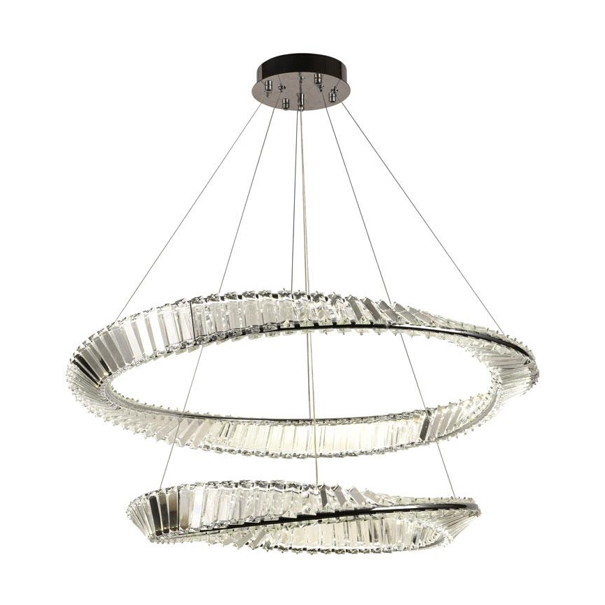 LED Regulowany kryształowy żyrandol na linkę LED/90W/230V 3000-6500K błyszczący chrom + pilot do zdalnego sterowania