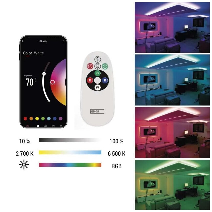 LED RGB+CCT Taśma ściemnialna GOSMART LED/11W/230V 2 m 2700-6500K IP44 Wi-Fi + zdalne sterowanie