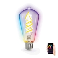 LED RGB+CCT Żarówka FILAMENT ST64 E27/4,9W/230V 2700-6500K Wi-Fi - Aigostar