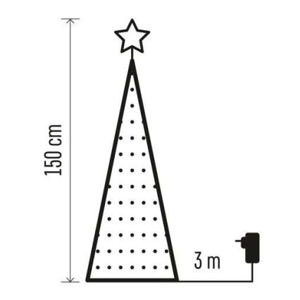 LED RGB Choinka z łańcuchem świetlnym 234xLED/16 trybów 1,5m + pilot