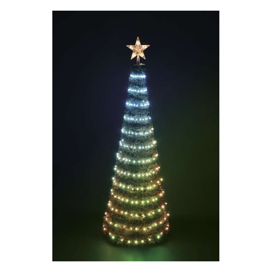 LED RGB Choinka z łańcuchem świetlnym 304xLED/16 trybów 1,8m + pilot