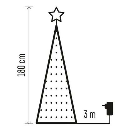 LED RGB Choinka z łańcuchem świetlnym 304xLED/16 trybów 1,8m + pilot