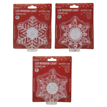 LED RGB dekoracja świąteczna z przyssawką LED/3xLR44 płatek śniegu