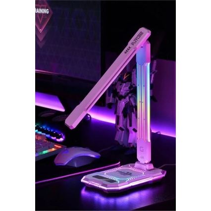 LED RGB Regulowana jasność, dotykowa lampa stołowa z ładowaniem bezprzewodowym LED/7,5W/5V 2700-5300K biała