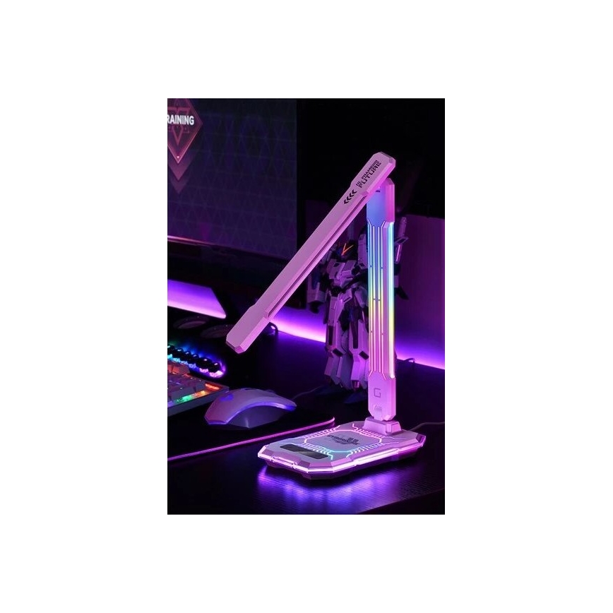 LED RGB Regulowana jasność, dotykowa lampa stołowa z ładowaniem bezprzewodowym LED/7,5W/5V 2700-5300K biała