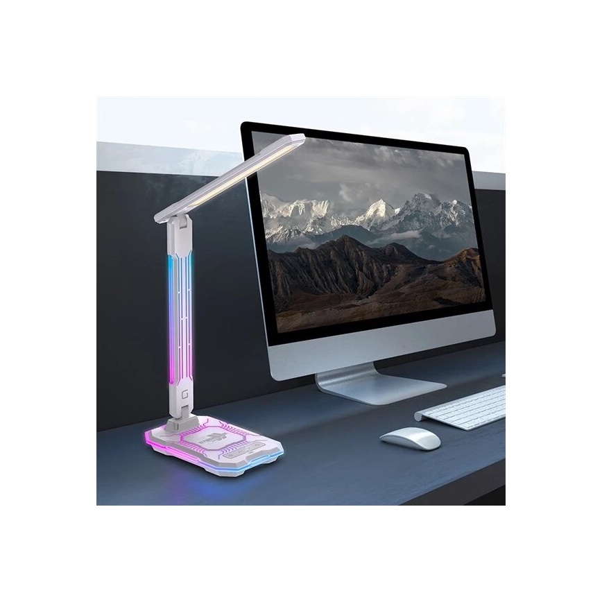 LED RGB Regulowana jasność, dotykowa lampa stołowa z ładowaniem bezprzewodowym LED/7,5W/5V 2700-5300K biała