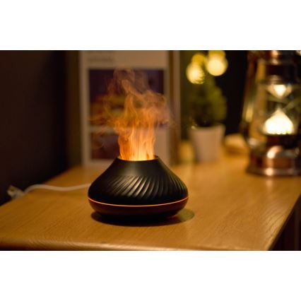 LED RGB Dyfuzor zapachowy z imitacją płomienia LED/6,5W/5V 130ml czarny