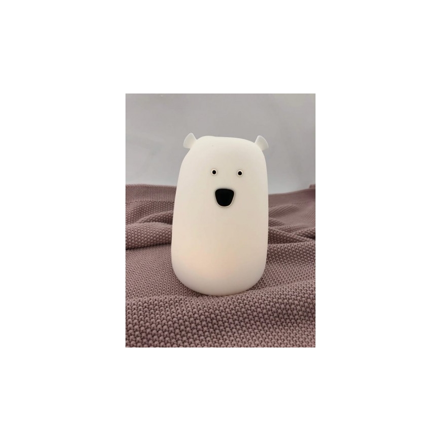LED RGB Dziecięca lampa dotykowa BEAR LED/0,8W/5V biała + USB