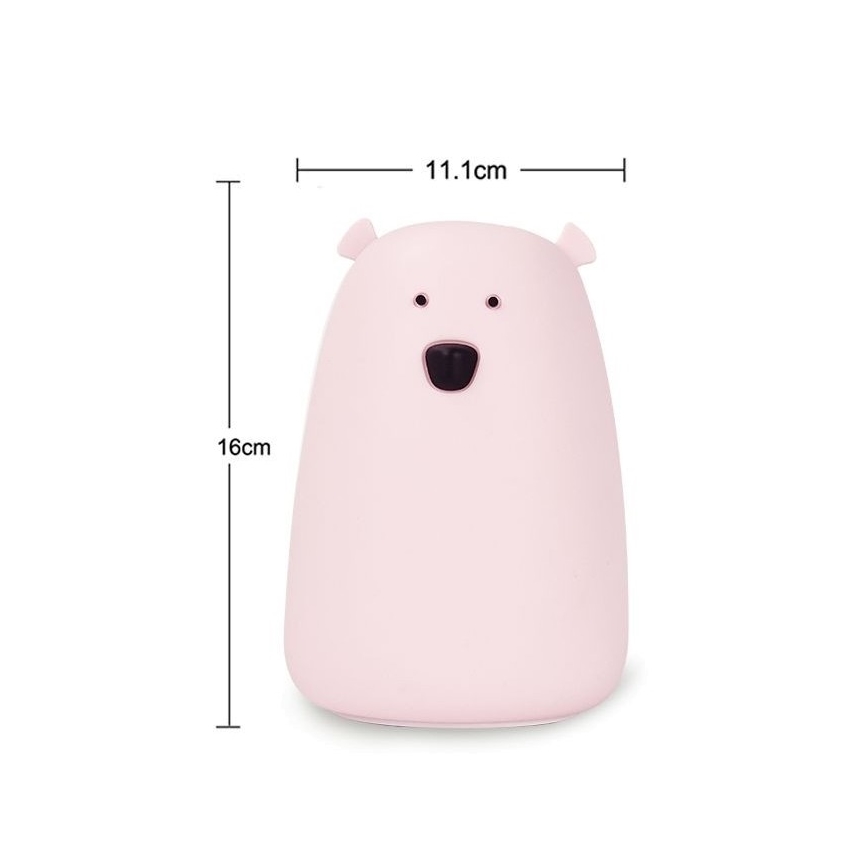 LED RGB Dziecięca lampa dotykowa BEAR LED/0,8W/5V biała + USB