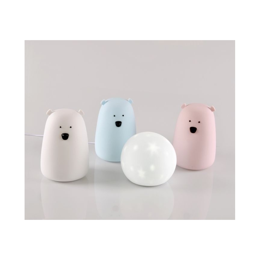 LED RGB Dziecięca lampa dotykowa BEAR LED/0,8W/5V biała + USB