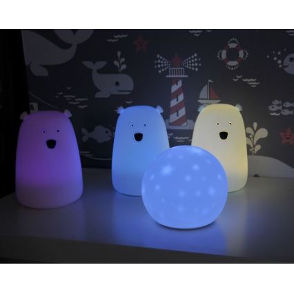 LED RGB Dziecięca lampa dotykowa BEAR LED/0,8W/5V biała + USB