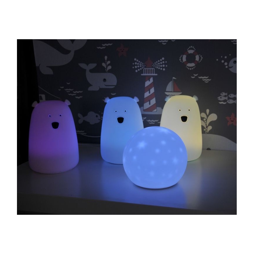 LED RGB Dziecięca lampa dotykowa BEAR LED/0,8W/5V biała + USB