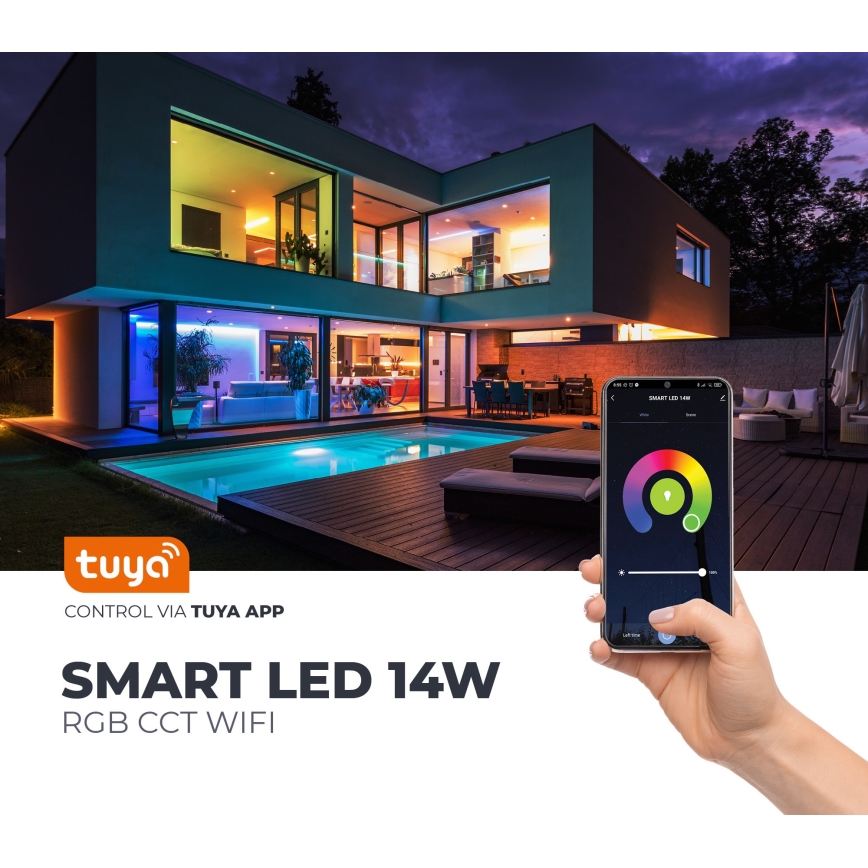 LED RGB Inteligentna ściemnialna żarówka E27/9,5W/230V 2700-6500K Wi-Fi Tuya