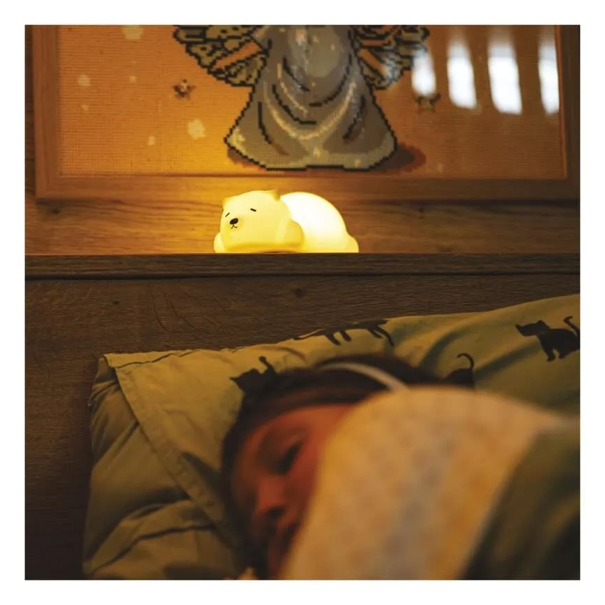 LED RGB ładowalna dotykowa lampka nocna LED/3,7V 1200 mAh miś