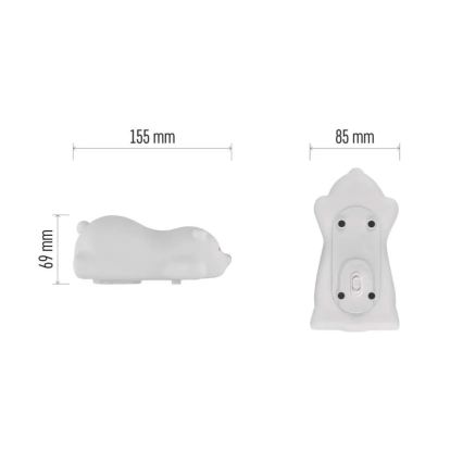 LED RGB ładowalna dotykowa lampka nocna LED/3,7V 1200 mAh miś