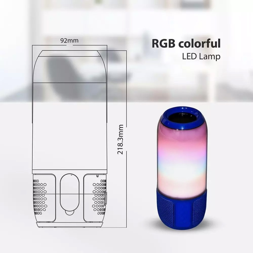 LED RGB Lampa stołowa z głośnikiem 2xLED/3W/5V 1800 mAh