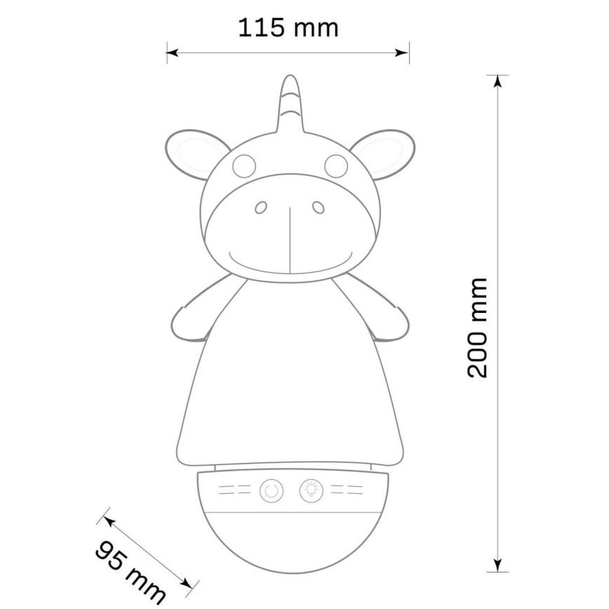 LED RGB Dziecięca lampka nocna z melodią 3xAAA/5V jednorożec