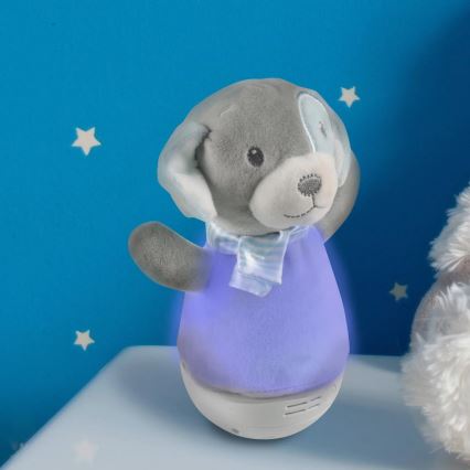 LED RGB Dziecięca lampka nocna z melodią 3xAAA/5V piesek
