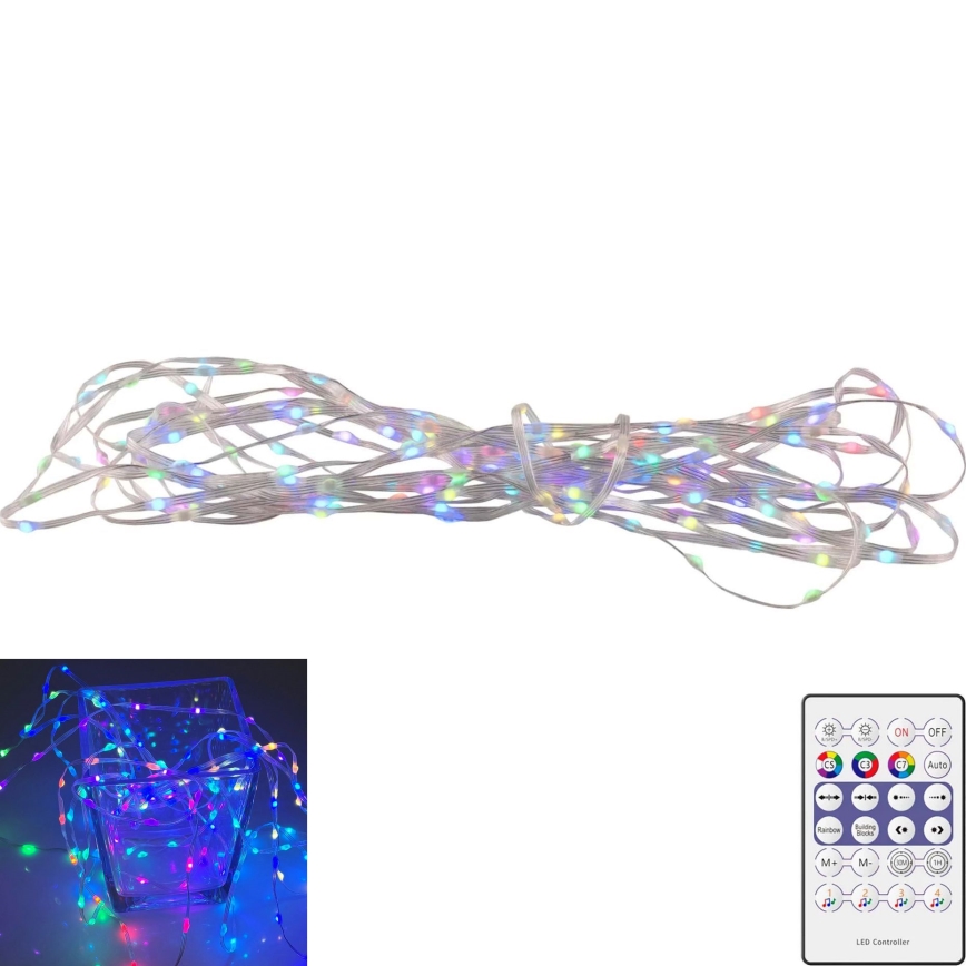 LED RGB Łańcuch świąteczny LED/10W/5V 10 m USB + zdalne sterowanie