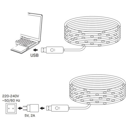 LED RGB Łańcuch świąteczny LED/10W/5V 10 m USB + zdalne sterowanie
